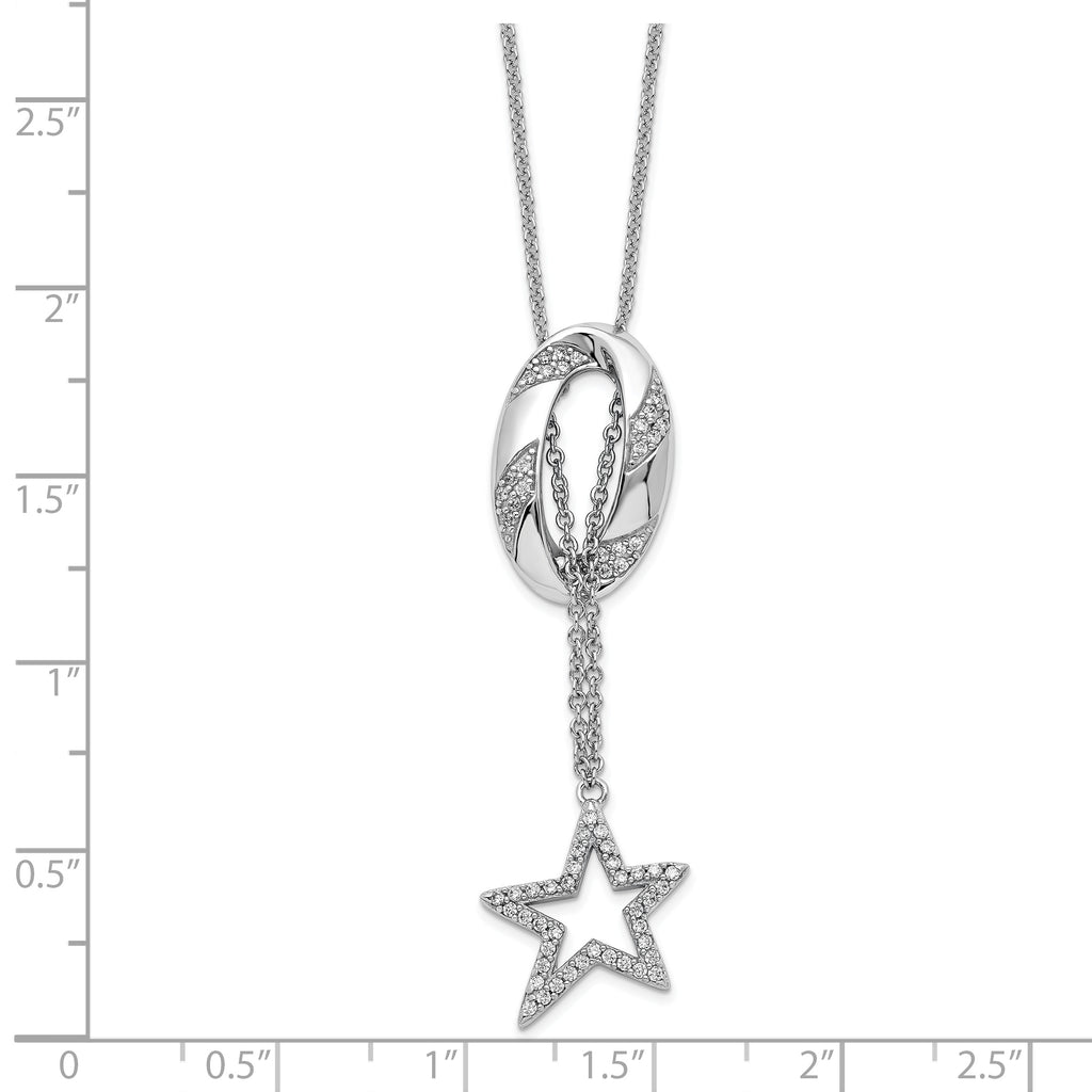 Sterling Silver CZ Catch a Falling Star 18in Necklace