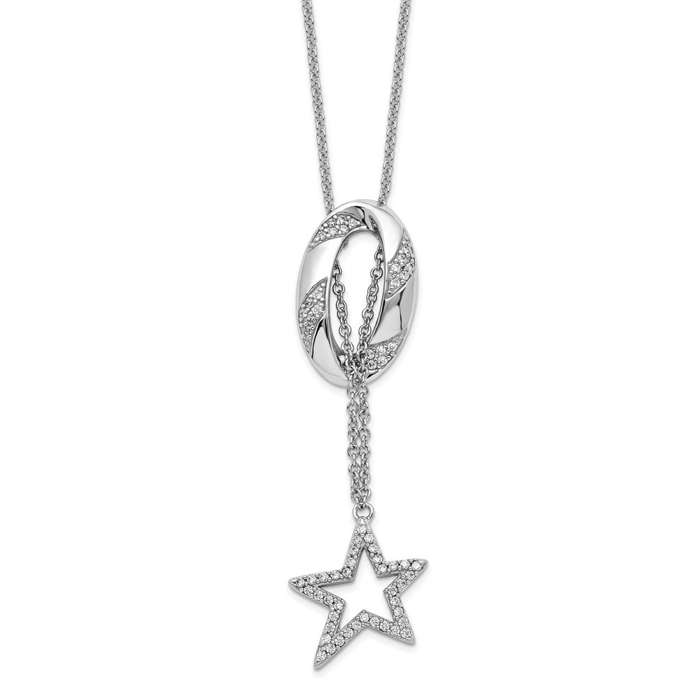 Sterling Silver CZ Catch a Falling Star 18in Necklace