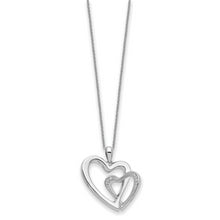 Cargar imagen en el visor de la galería, Sterling Silver CZ You and Me Heart 18in Necklace