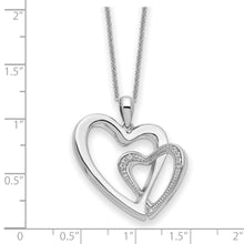 Cargar imagen en el visor de la galería, Sterling Silver CZ You and Me Heart 18in Necklace