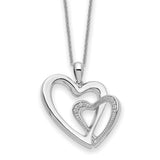 Sterling Silver CZ You and Me Heart 18in Necklace