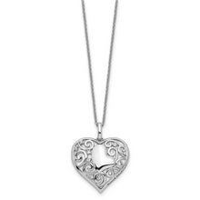 Cargar imagen en el visor de la galería, Sterling Silver CZ Antiqued Soul Sister Heart 18in Necklace