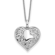 Cargar imagen en el visor de la galería, Sterling Silver CZ Antiqued Soul Sister Heart 18in Necklace