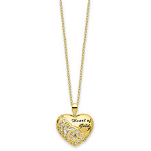 Cargar imagen en el visor de la galería, Sterling Silver Gold-tone CZ Heart of Gold 18in Necklace