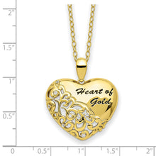 Cargar imagen en el visor de la galería, Sterling Silver Gold-tone CZ Heart of Gold 18in Necklace