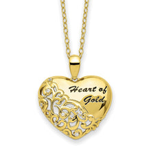 Cargar imagen en el visor de la galería, Sterling Silver Gold-tone CZ Heart of Gold 18in Necklace