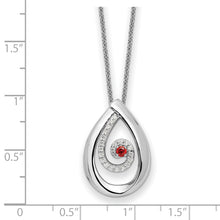 Cargar imagen en el visor de la galería, Sterling Silver Red &amp; Clear CZ In Memory of my Mother 18in Necklace