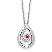 Cargar imagen en el visor de la galería, Sterling Silver Red &amp; Clear CZ In Memory of my Mother 18in Necklace