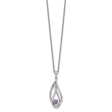 Load image into Gallery viewer, Sterling Silver Feb CZ Always in my Heart Birthstone 18in Necklace