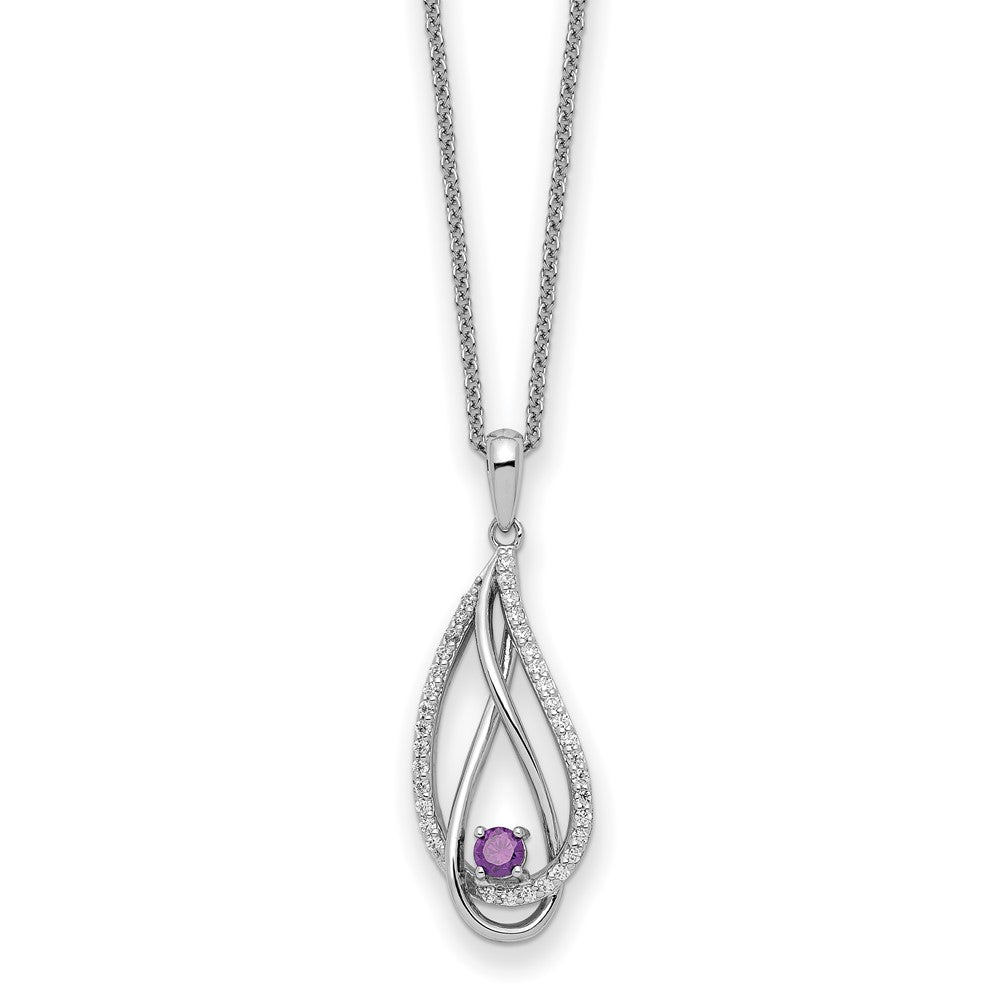 Sterling Silver Jun CZ Always in my Heart Birthstone 18in Necklace