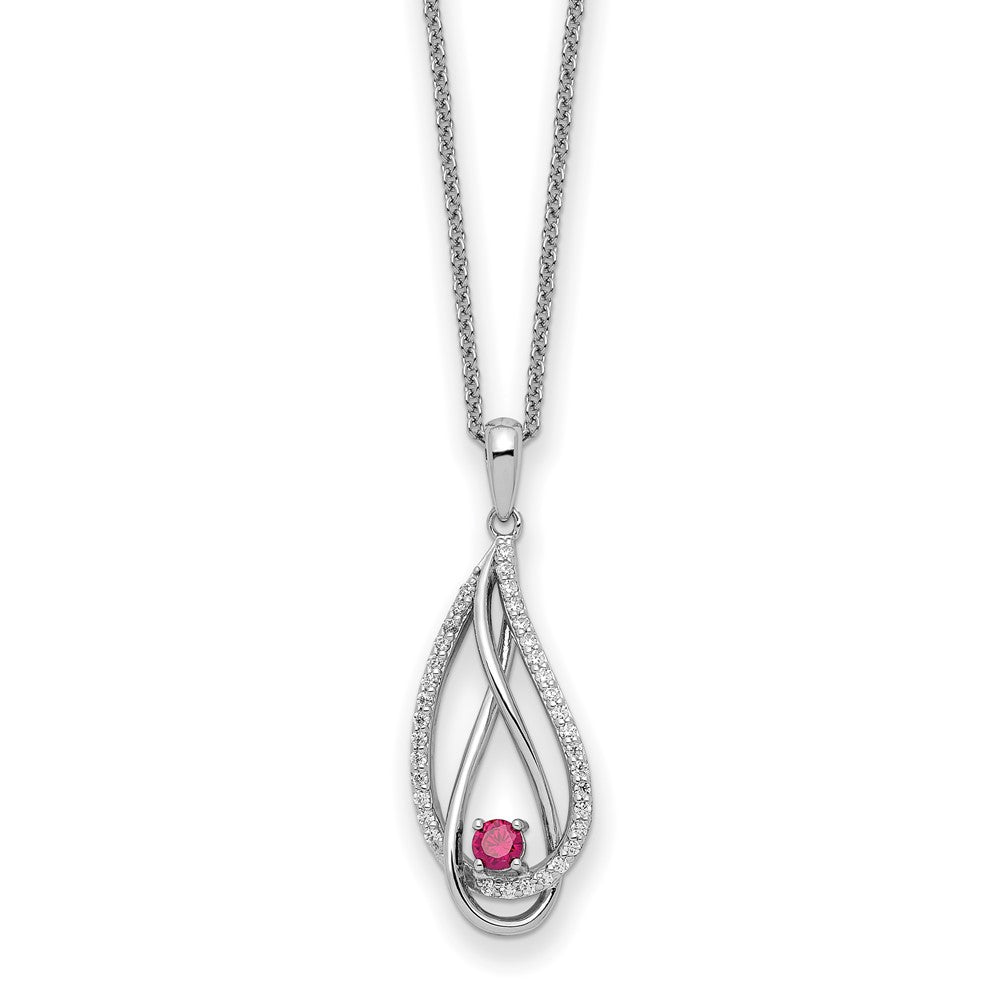 Sterling Silver Jul CZ Always in my Heart Birthstone 18in Necklace