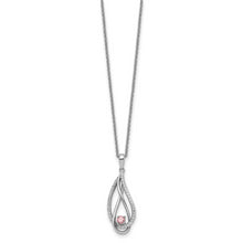 Load image into Gallery viewer, Sterling Silver Oct CZ Always in my Heart Birthstone 18in Necklace