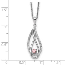 Load image into Gallery viewer, Sterling Silver Oct CZ Always in my Heart Birthstone 18in Necklace