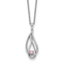 Load image into Gallery viewer, Sterling Silver Oct CZ Always in my Heart Birthstone 18in Necklace