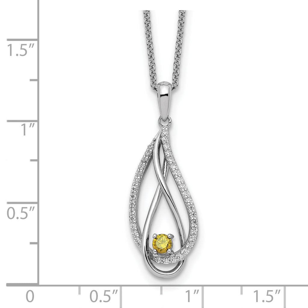 Sterling Silver Nov CZ Always in my Heart Birthstone 18in Necklace