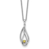 Sterling Silver Nov CZ Always in my Heart Birthstone 18in Necklace