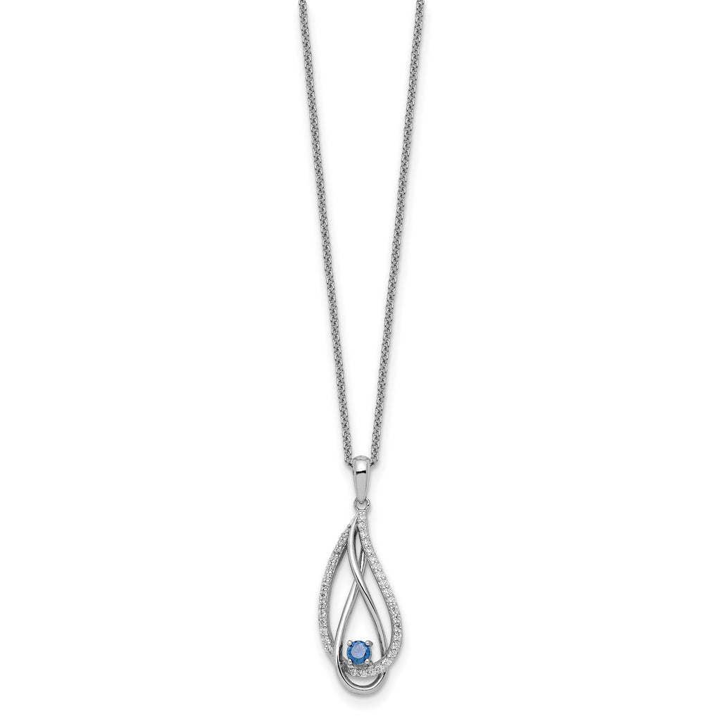 Sterling Silver Dec CZ Always in my Heart Birthstone 18in Necklace