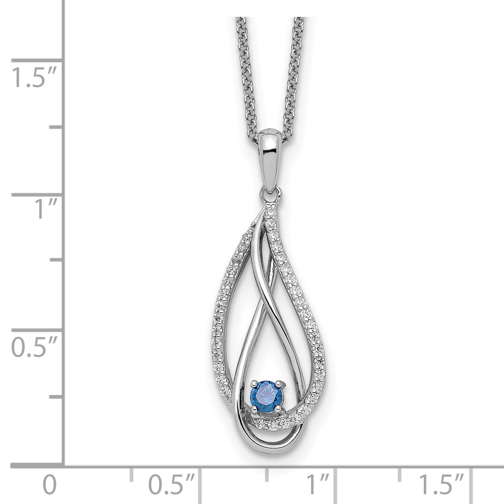 Sterling Silver Dec CZ Always in my Heart Birthstone 18in Necklace