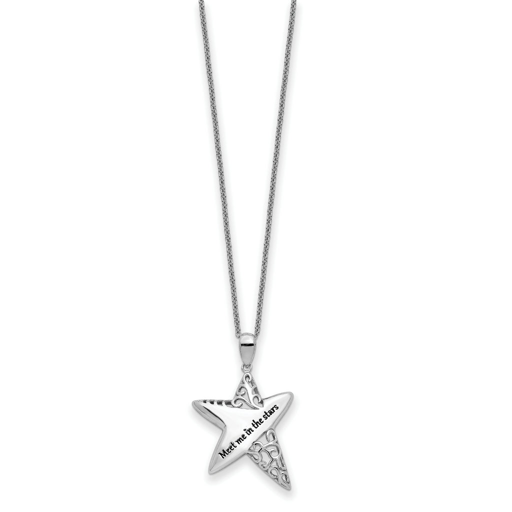 Sterling Silver Antiqued Meet Me in the Stars 18in Necklace