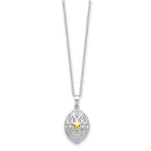 Load image into Gallery viewer, Sterling Silver Rhodium Gold-Tone Heart Egg Shaped Ash Holder 18in Necklace