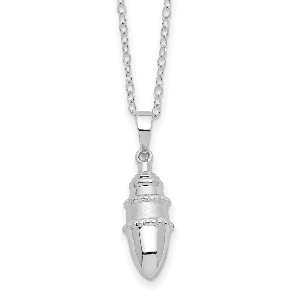 Sterling Silver Rhodium-plated Beaded Bulb Shaped Ash Holder 18in Necklace