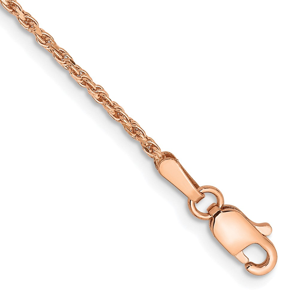 14k Rose Gold 1.5mm D/C Machine-made Rope Chain Anklet