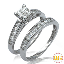 Cargar imagen en el visor de la galería, 14KW 1.05CTW PC DIAMOND QUAD HEAD BRIDAL SET