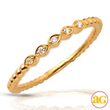 14KY 0.05CTW DIAMOND BEADED STACKABLE BAND