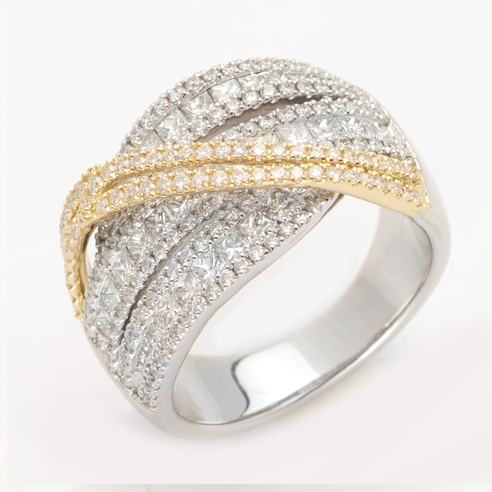 14KW+Y 1.85CTW PRINCESS CUT DESIGNER BAND-TWO TONE