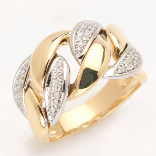 14KY+W 0.35CTW DIAMOND MIAMI CUBAN LADIES RING