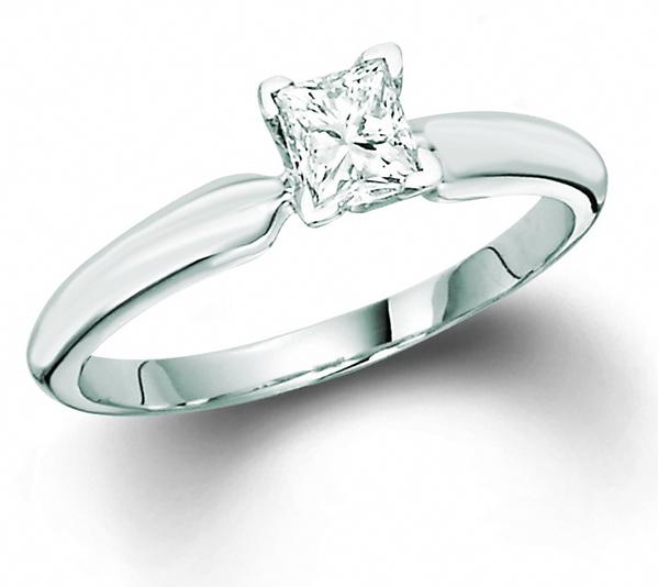 Diamond Solitaire Rings 0.10 Ct tw  14k White Gold