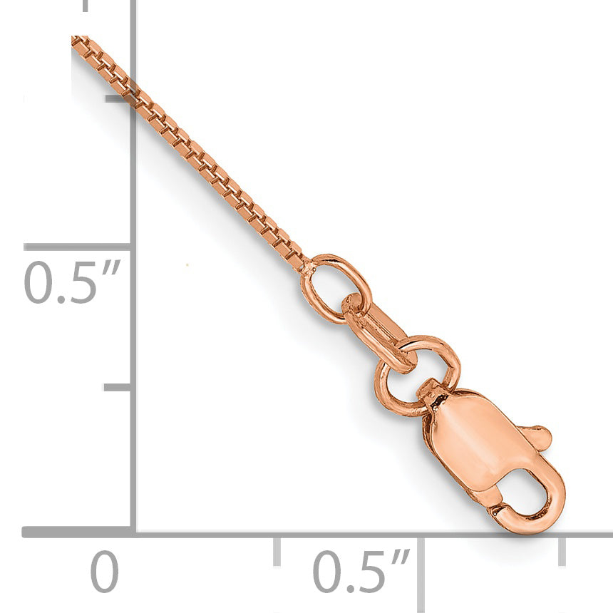 14k Rose Gold .70mm Box Chain Anklet