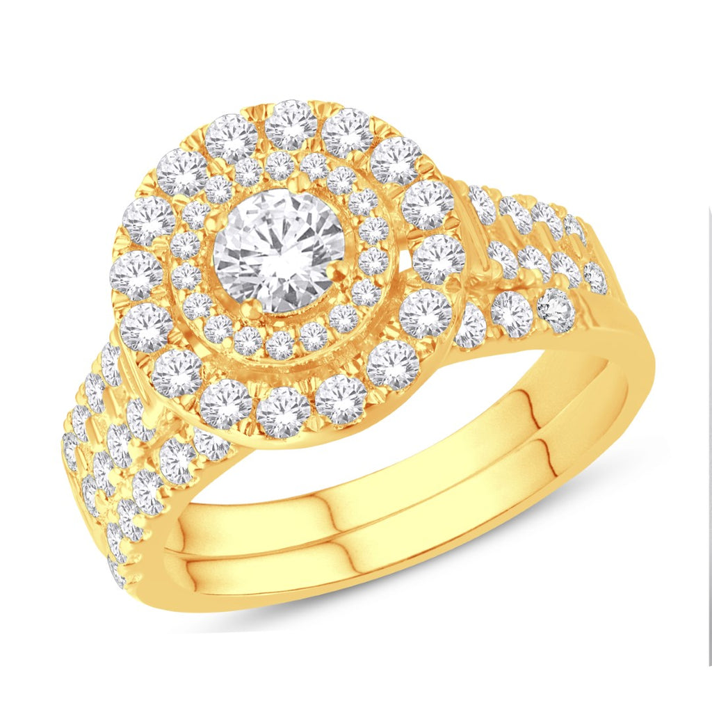 14K Yellow Gold 1.57 Carat (0.40 Center Diamond) Round Bridal Ring-0525595-YG