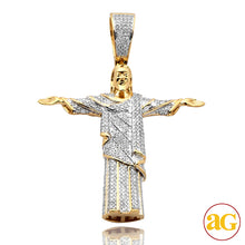 Cargar imagen en el visor de la galería, 10KY 0.80 CTW DIAMOND BRAZILIAN JESUS PENDANT