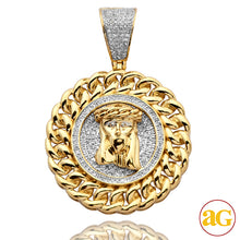 Load image into Gallery viewer, 10KY 0.50CTW DIAMOND JESUS HEAD MEDALLION WITH