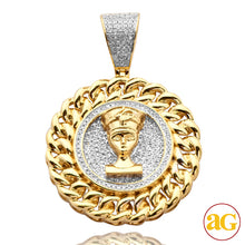 Cargar imagen en el visor de la galería, 10KY 0.50CTW DIAMOND NEFERTITI MEDALLION WITH