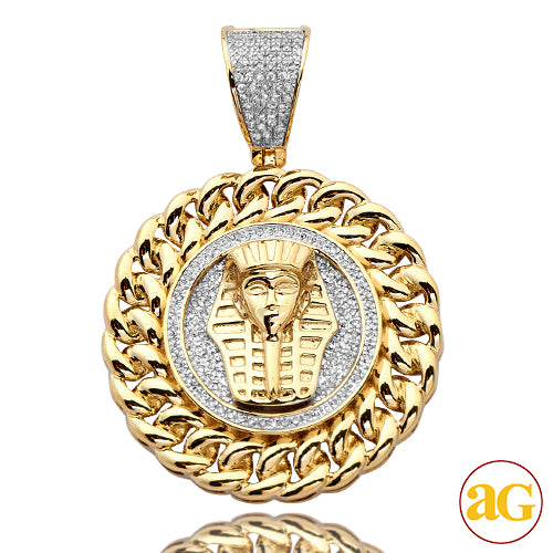 10KY 0.50CTW DIAMOND PHAROAH MEDALLION WITH MIAMI