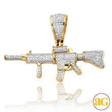 Load image into Gallery viewer, 10KY 0.65CTW DIAMOND &#39;AR-15&#39; GUN PENDANT