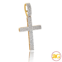 Cargar imagen en el visor de la galería, 10KY 0.40CTW DIAMOND FLAT MICRO PAVE CROSS PENDANT