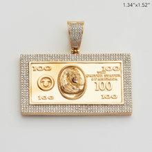 Cargar imagen en el visor de la galería, 10KY 0.70CTW MICROPAVE DIAMOND $100 BILL PENDANT