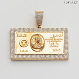 10KY 0.70CTW MICROPAVE DIAMOND $100 BILL PENDANT