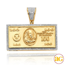 Load image into Gallery viewer, 10KY 0.40CTW DIAMOND $100 BILL PENDANT