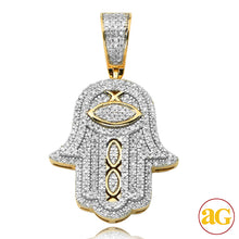 Cargar imagen en el visor de la galería, 10KY 0.45CTW DIAMOND HAMZA PENDANT