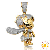 10KY 0.80CTW DIAMOND 'BAM BAM' FIGURE PENDANT