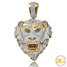 Load image into Gallery viewer, 10KY 1.72CTW DIAMOND LION HEAD WITH BLACK EYES