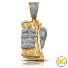 Cargar imagen en el visor de la galería, 10KY 0.75CTW DIAMOND MONEY FIST PENDANT - VERTICAL