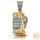 10KY 0.75CTW DIAMOND MONEY FIST PENDANT - VERTICAL