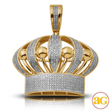 Load image into Gallery viewer, 10KY 0.90CTW DIAMOND PUFFED CROWN PENDANT