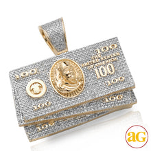 Cargar imagen en el visor de la galería, 10KY 1.15CTW DIAMOND $100 MONEY STACK PENDANT