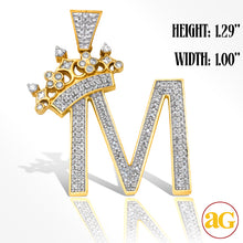 Cargar imagen en el visor de la galería, 10KY 0.50CTW DIAMOND INITIAL WITH CROWN PENDANT -